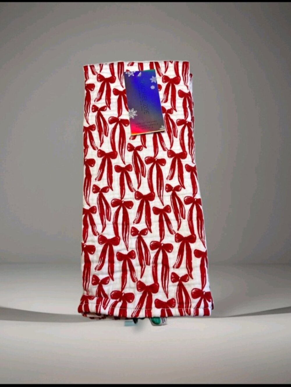 Rachel Zoe Red Bow/ Stripe Kitchen Towel Set of 3